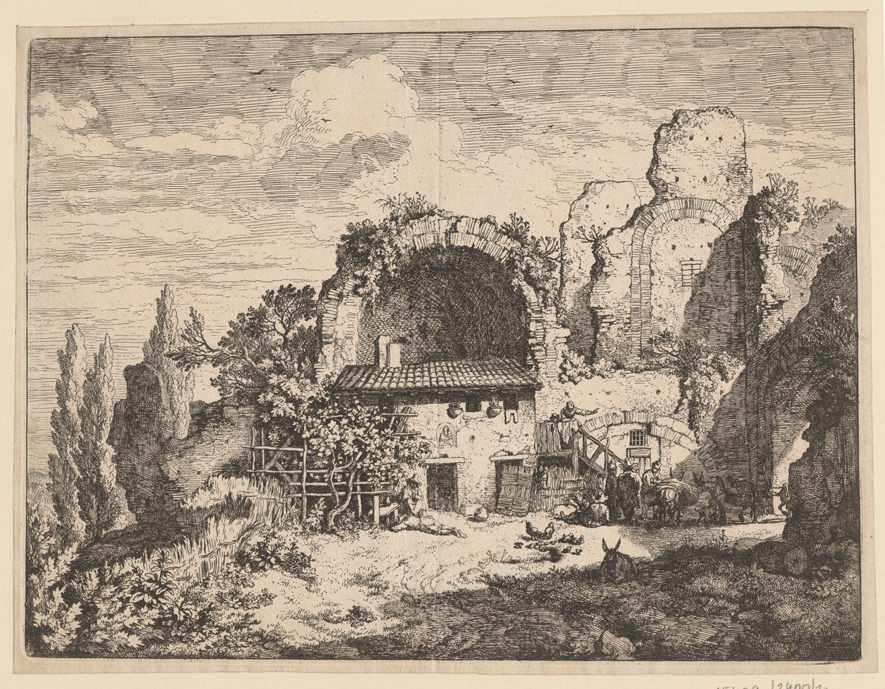 Landschaft mit Ruinen und landwirtschaftlichen Gebäuden von Christian Wilhelm Ernst Dietrich