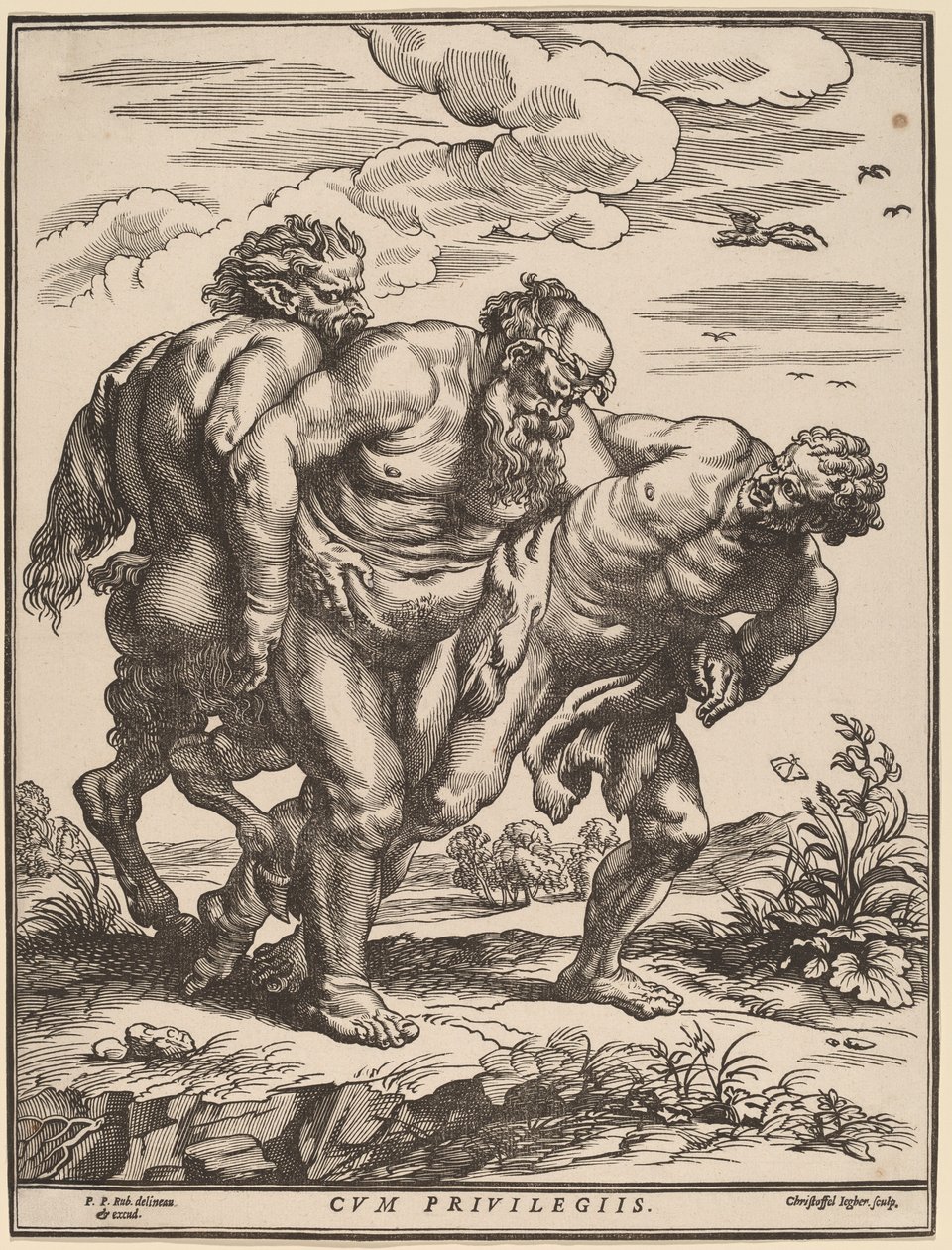 Silen begleitet von einem Satyr und einem Faun von Christoffel Jegher after Sir Peter Paul Rubens