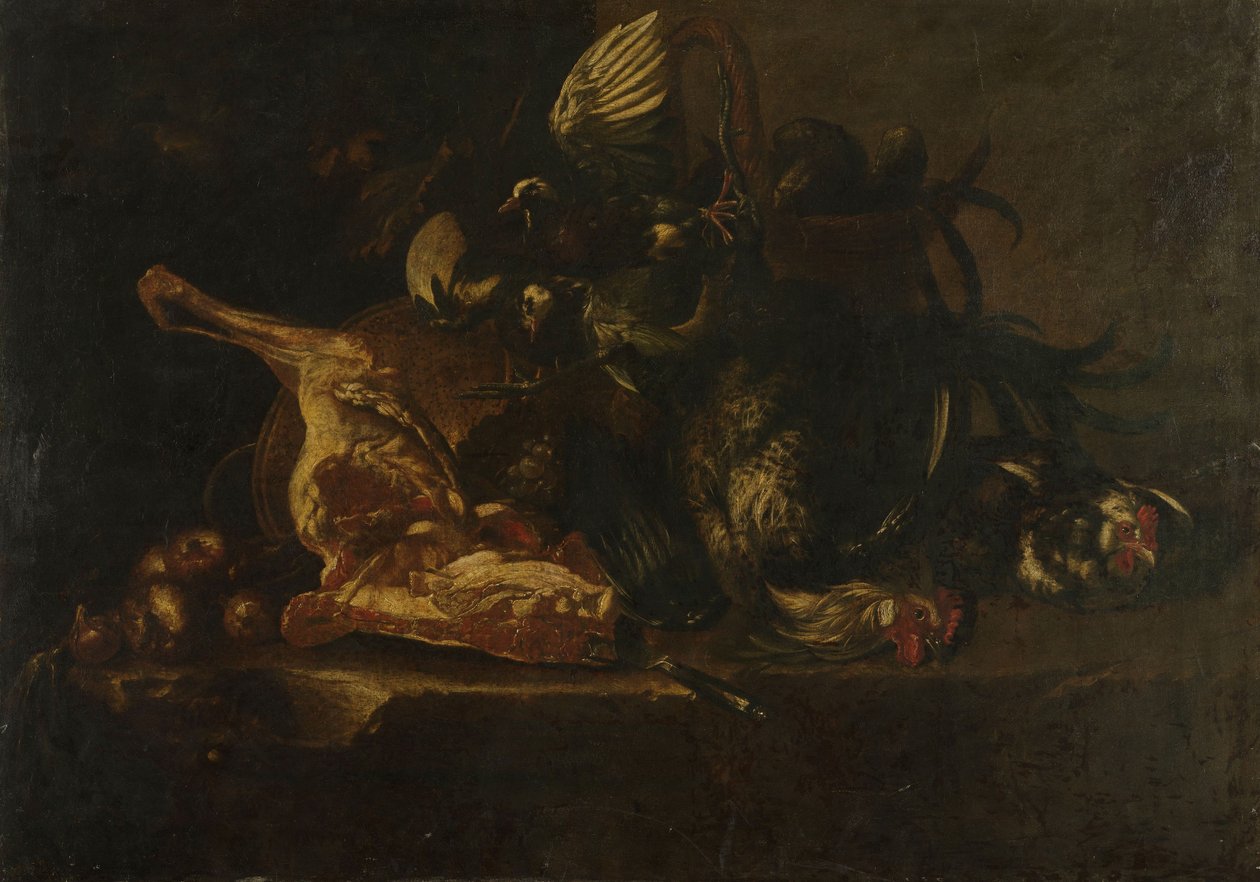 Stillleben mit Fleisch und toten Vögeln von Christoffel Puytlinck