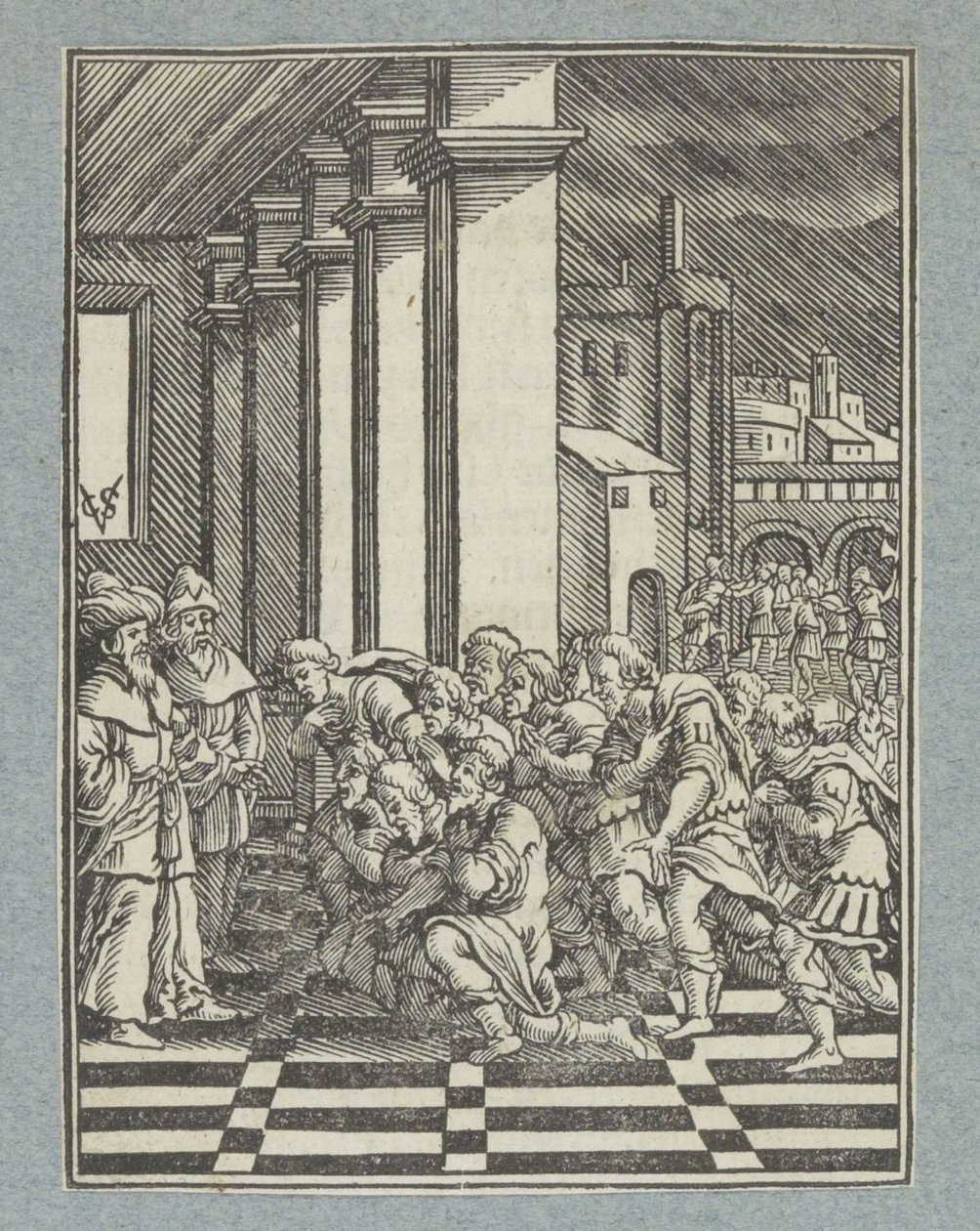 Josefs Brüder knien vor ihm in Ägypten von Christoffel van Sichem (II)