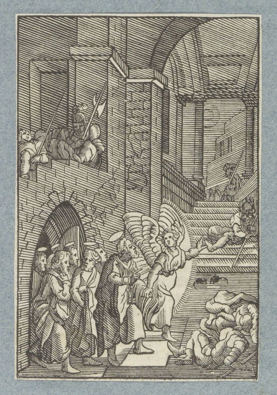 Petrus und die anderen Apostel werden von einem Engel aus dem Gefängnis befreit von Christoffel van Sichem (II)