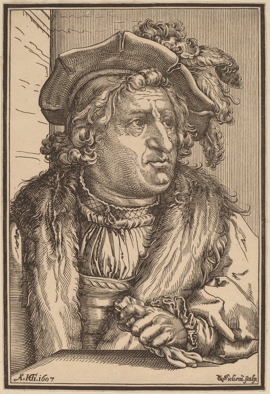 Mann mit Federhut von Christoffel van Sichem I after Hendrik Goltzius