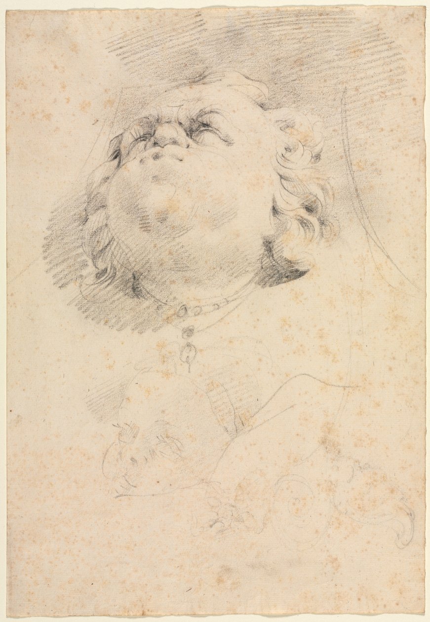 Skizze eines Kopfes nach Giambolognas Neptunbrunnen, ca. 1654 von Christophe Veyrier