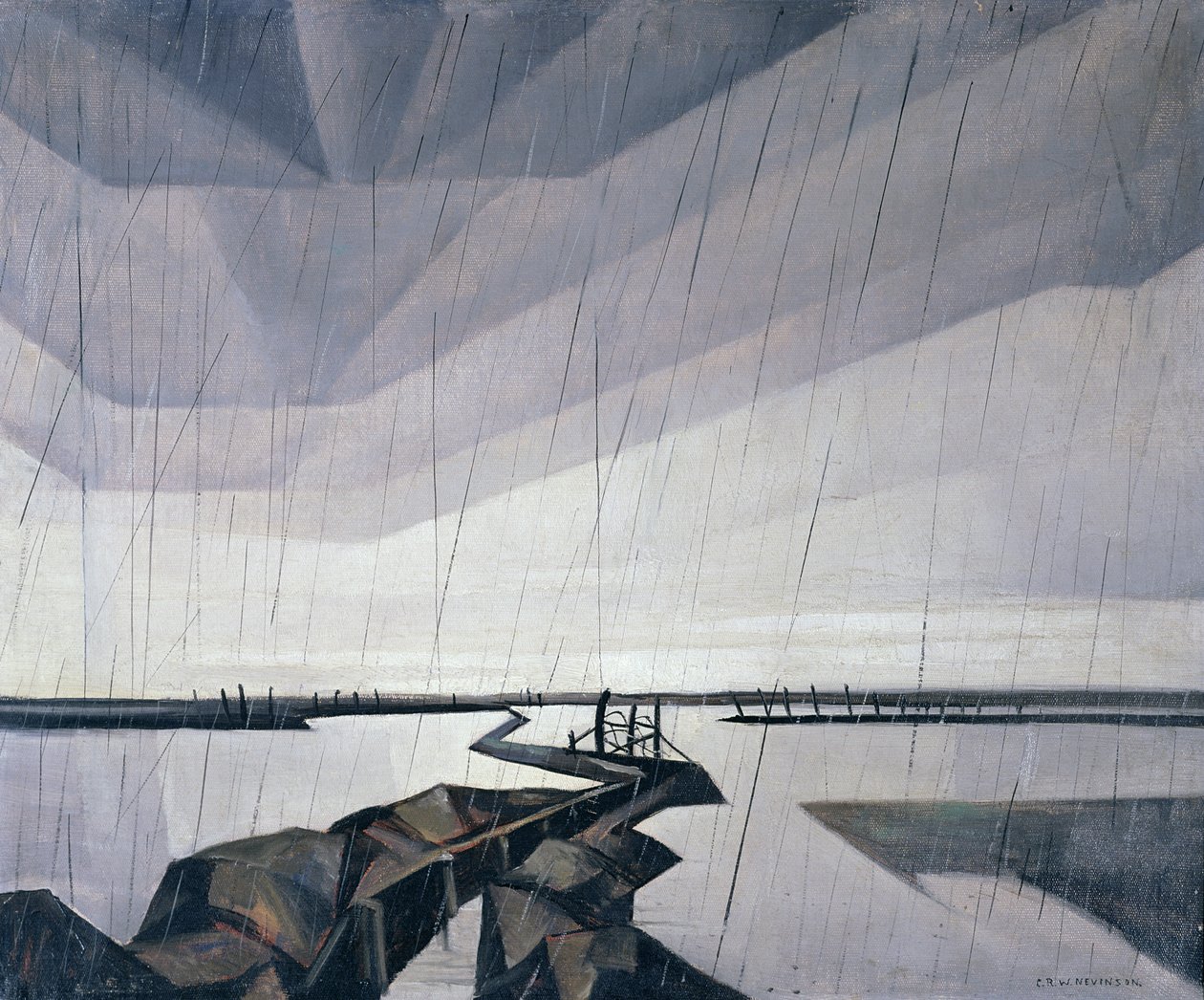 Überfluteter Graben an der Yser, 1916 von Christopher Richard Wynne Nevinson