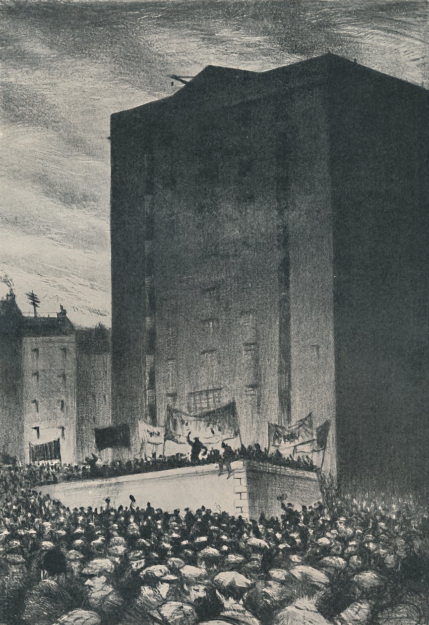 Der Eisenbahnstreik - Versammlung auf dem Tower Hill, 1919 von Christopher Richard Wynne Nevinson