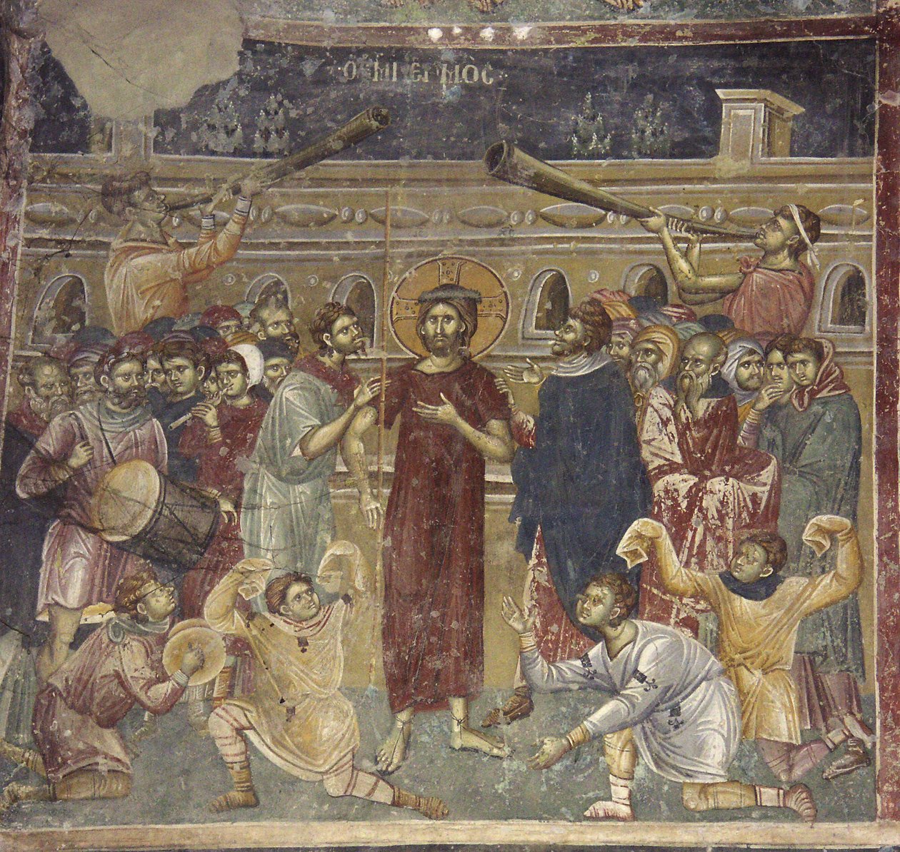 Die Verspottung Jesu, Szene der Musiker, ca. 1317 von Chrostiras Michael