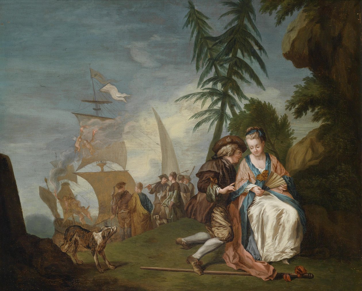Ein galantes Paar vor der Einschiffung nach Kythera von Circle of Jean Baptiste Le Prince
