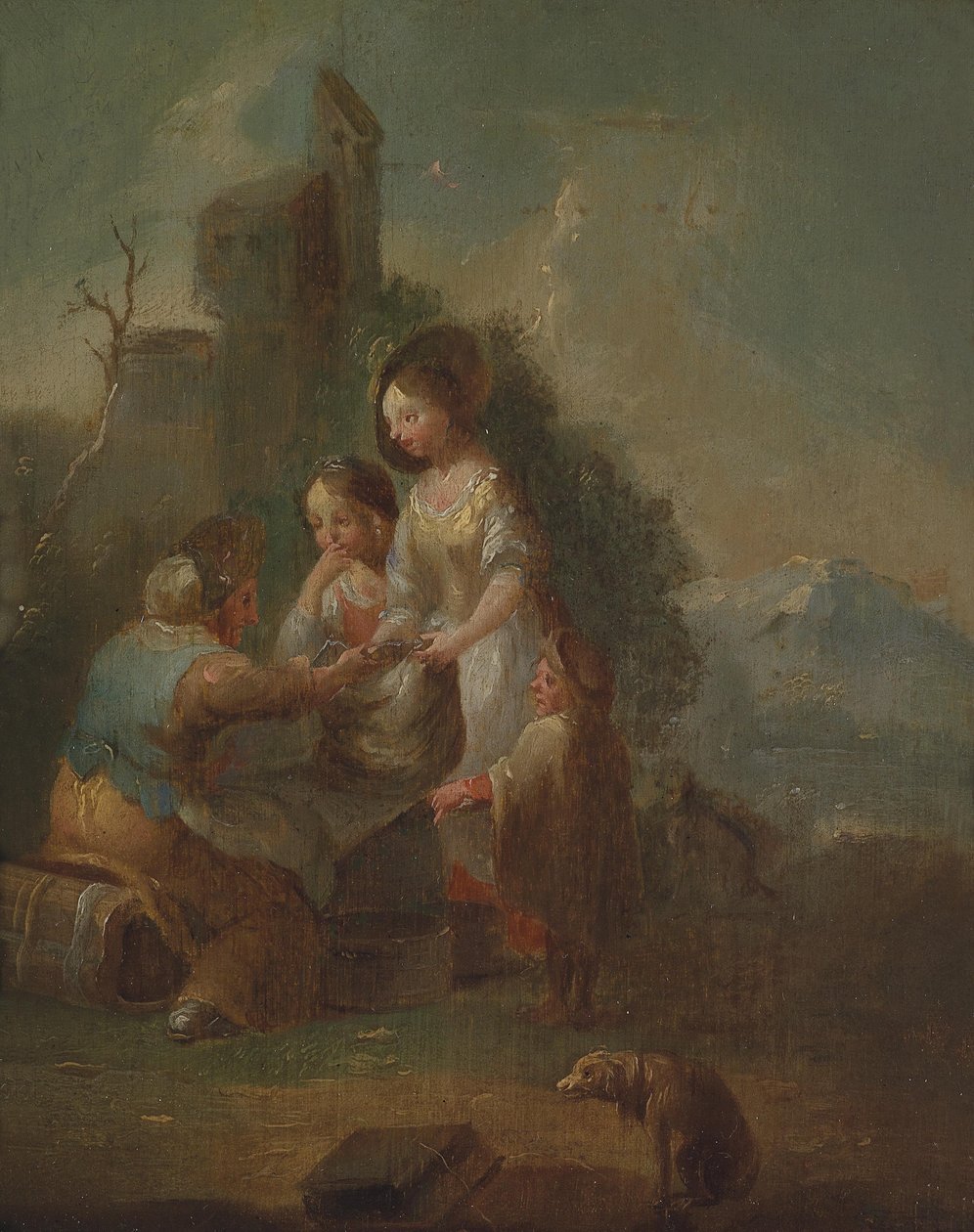 Kinder beim Unterricht im Freien von Circle of Johann Georg Platzer
