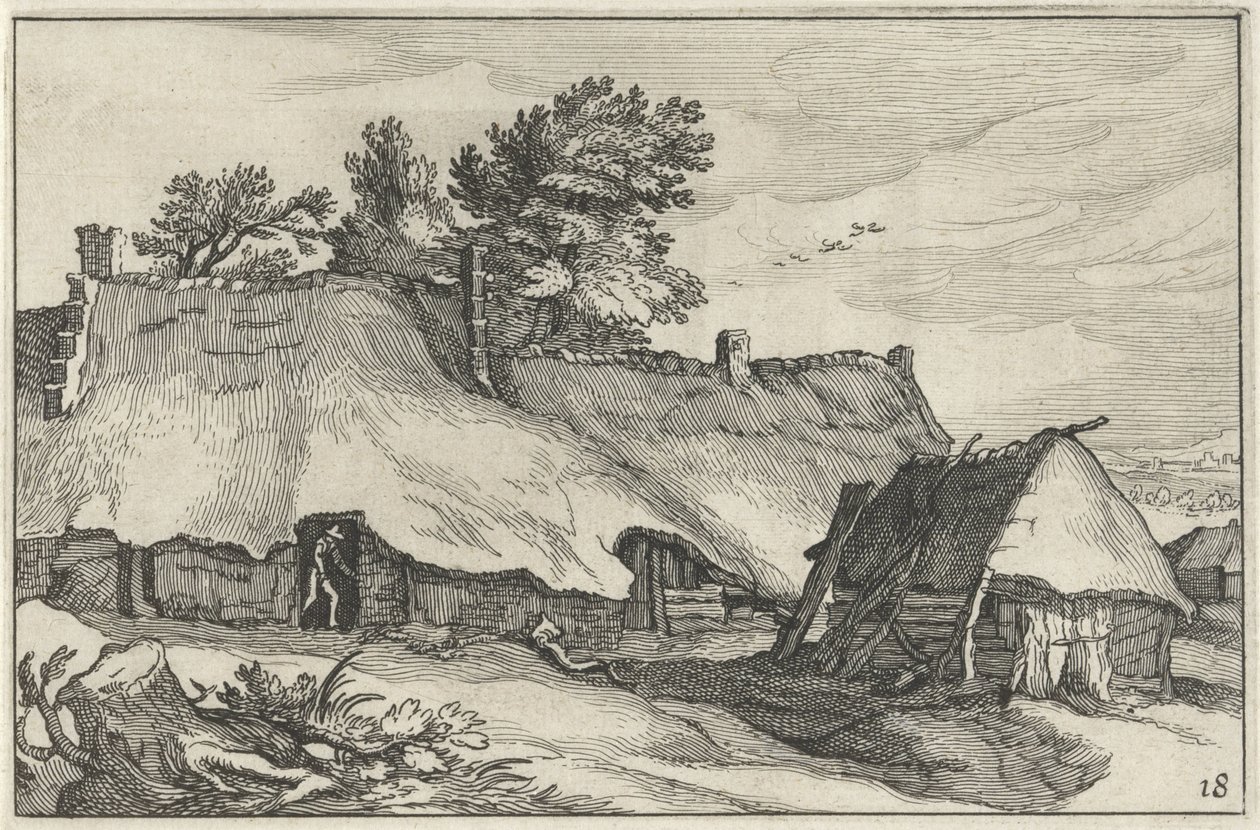 Bauernhof und kleine Scheune (Landschaften mit Bauernhöfen) von Claes Jansz. Visscher (II)