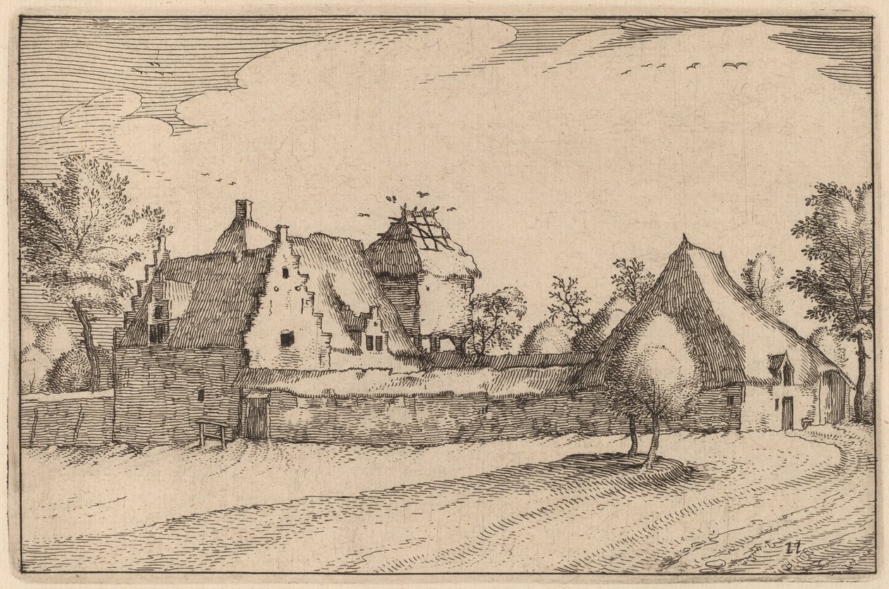 Ummauerter Bauernhof von Claes Jansz Visscher after Johannes van Doetechum, the Elder after Lucas