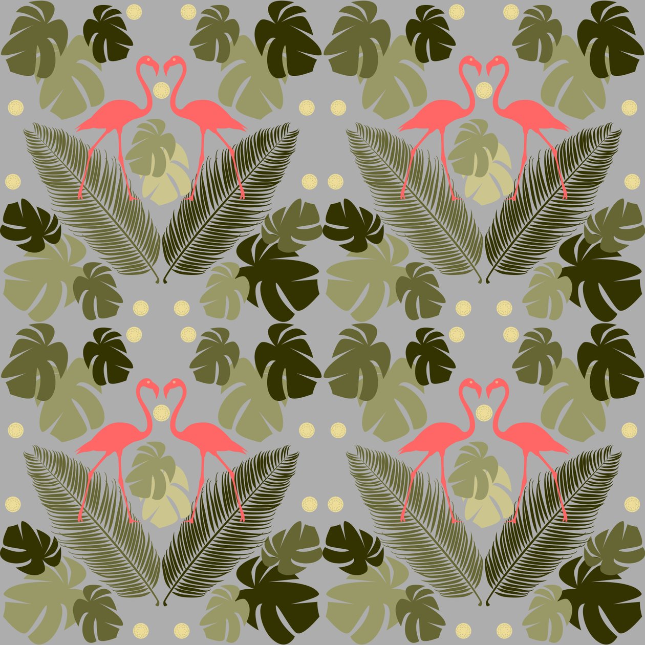 Flamingo und Palmen von Claire Huntley