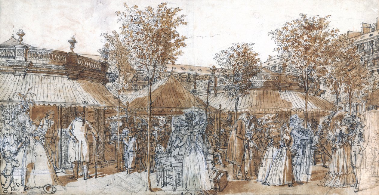 Der Gartenweg des Palais Royal im Jahr 1787 von Claude Louis Desrais