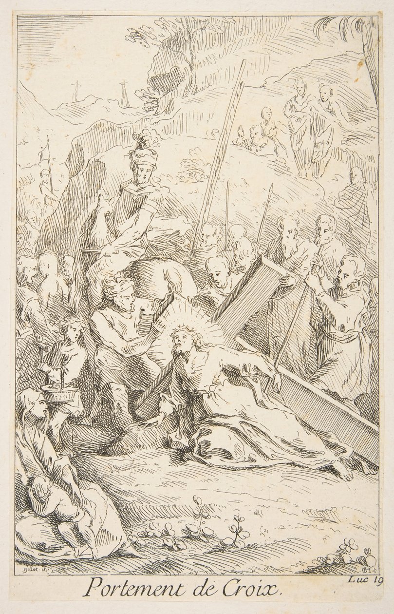 Das Kreuz tragen. Schöpfer: Claude Gillot, Jacques Gabriel Huquier von Claude Gillot, Jacques Gabriel Huquier