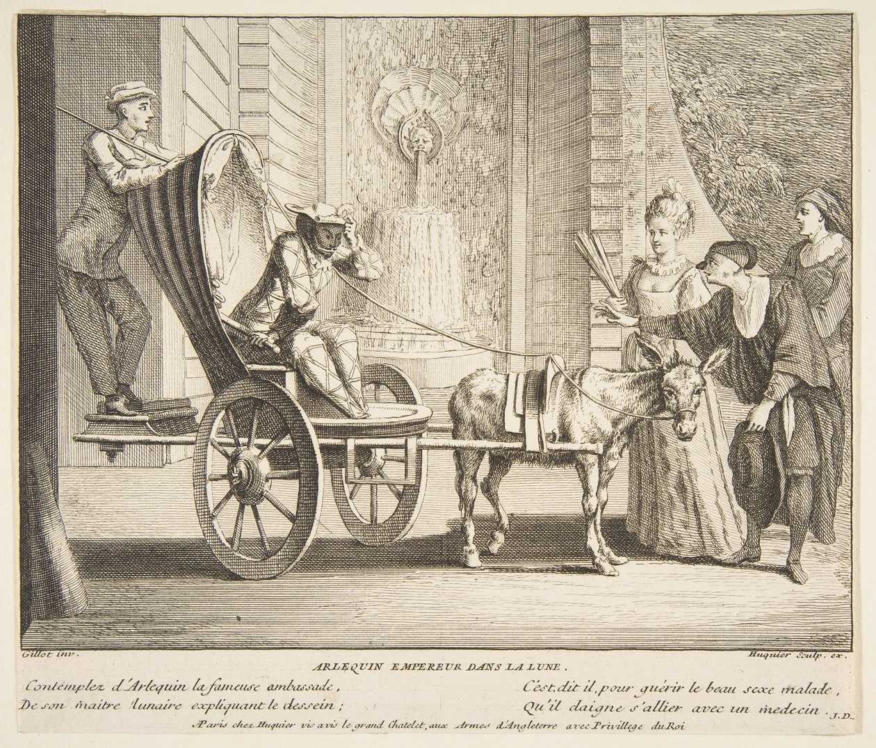 Harlekin, Kaiser auf dem Mond von Claude Gillot, Jacques Gabriel Huquier
