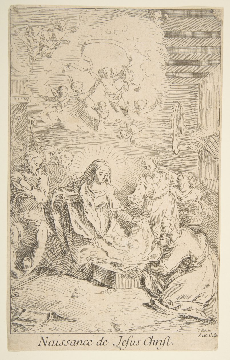 Geburt Christi. Schöpfer: Claude Gillot, Jacques Gabriel Huquier von Claude Gillot, Jacques Gabriel Huquier