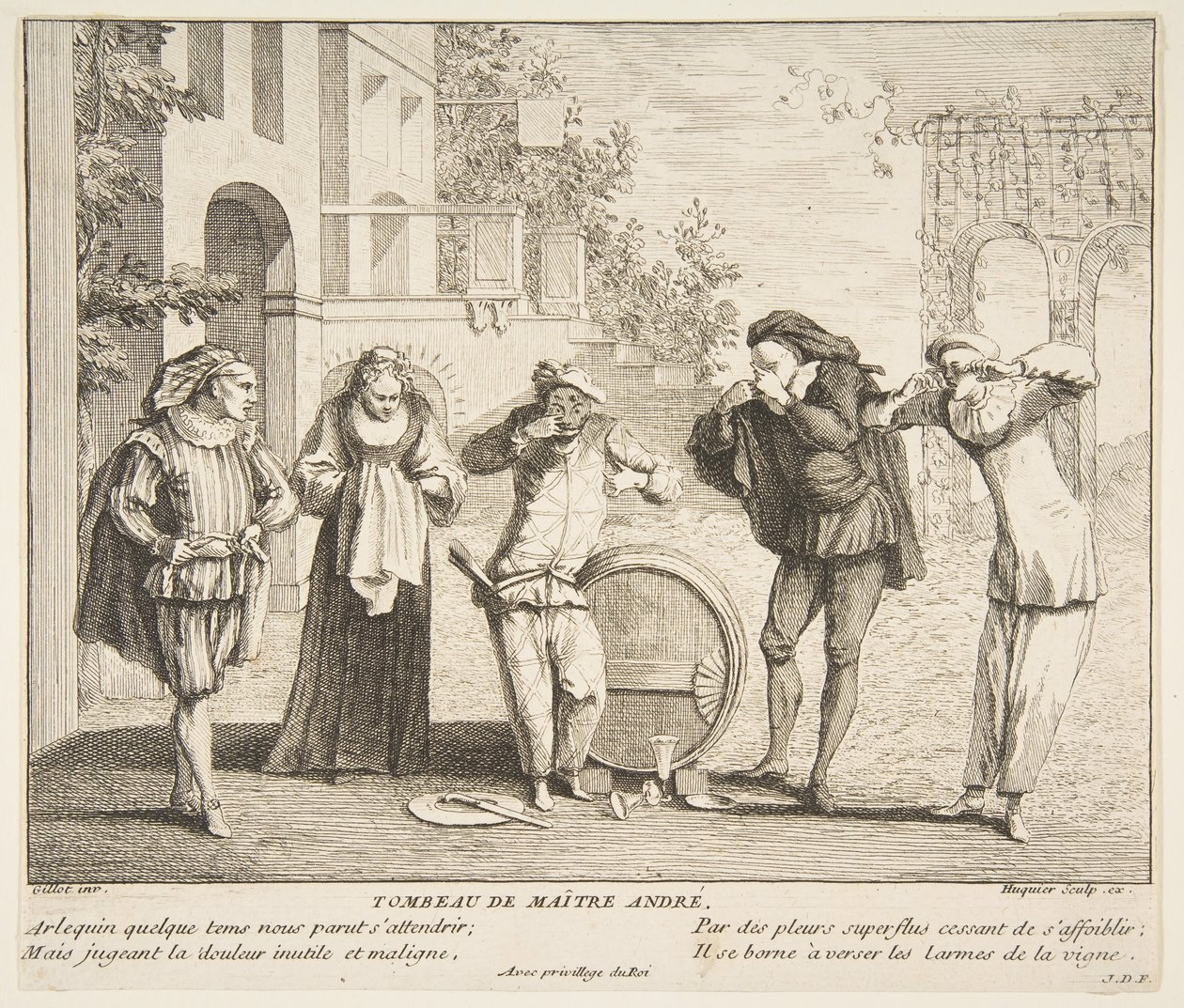 Der Tod von Maitre Andre von Claude Gillot, Jacques Gabriel Huquier