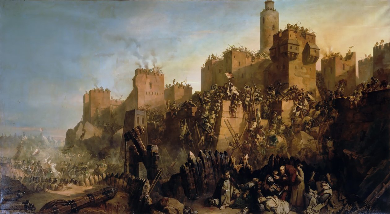 Die Eroberung Jerusalems durch Jacques de Molay im Jahr 1299, 1846 von Claude Jacquand