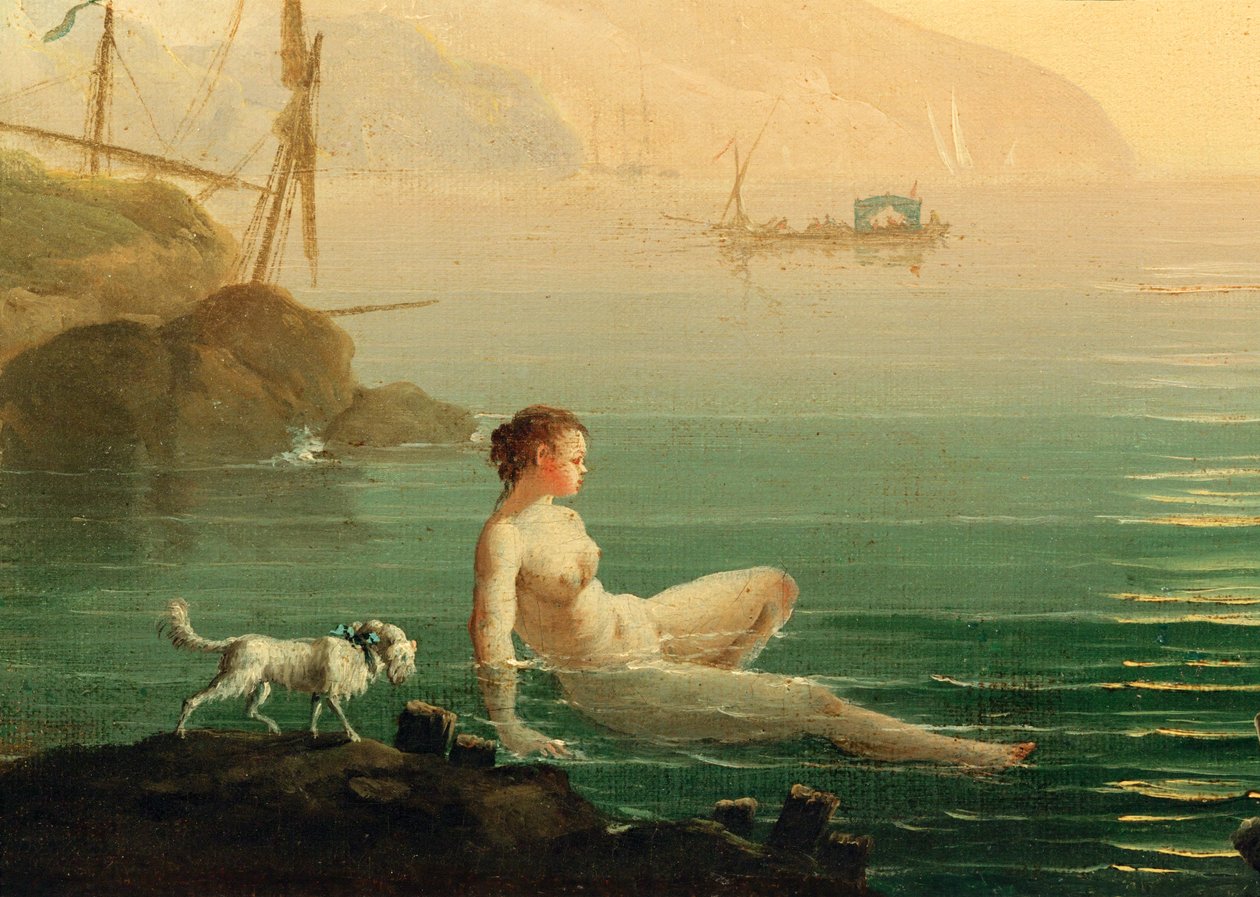 Badende Mädchen am Meeresufer von Claude Joseph Vernet