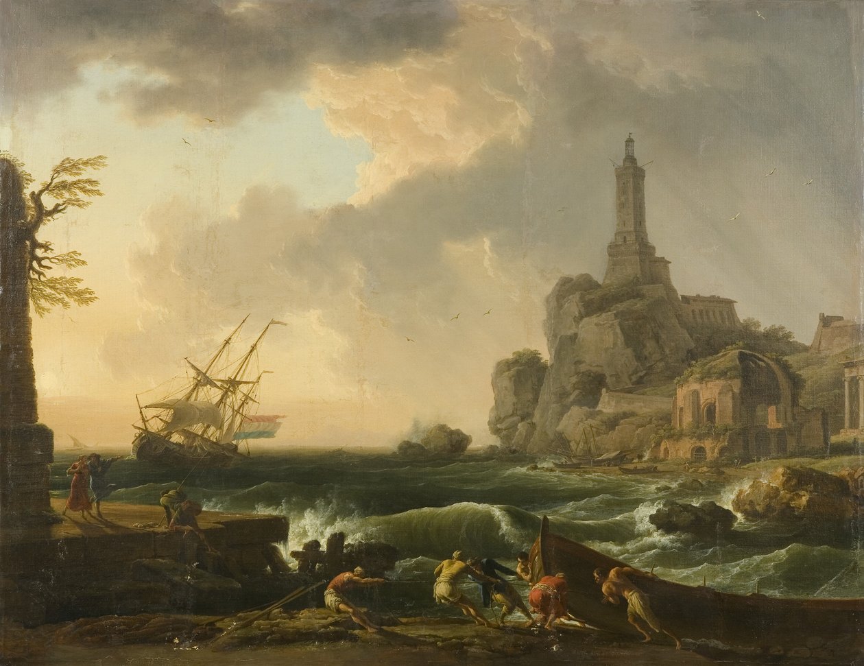 Leuchtturm von Genua und der Tempel der Minerva Medica von Claude Joseph Vernet