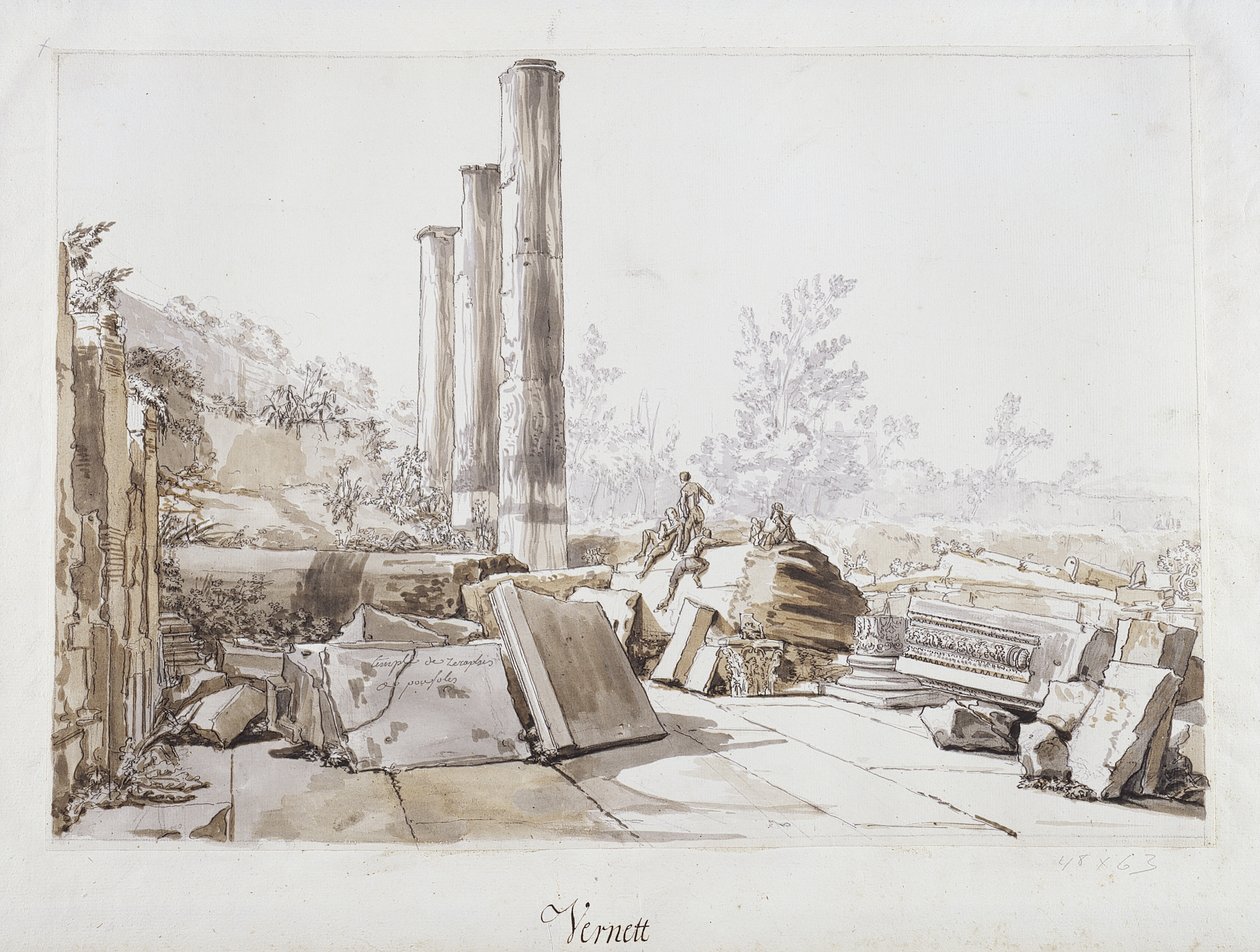 Ruinen des Tempels von Serapis in Pozzuoli von Claude Joseph Vernet