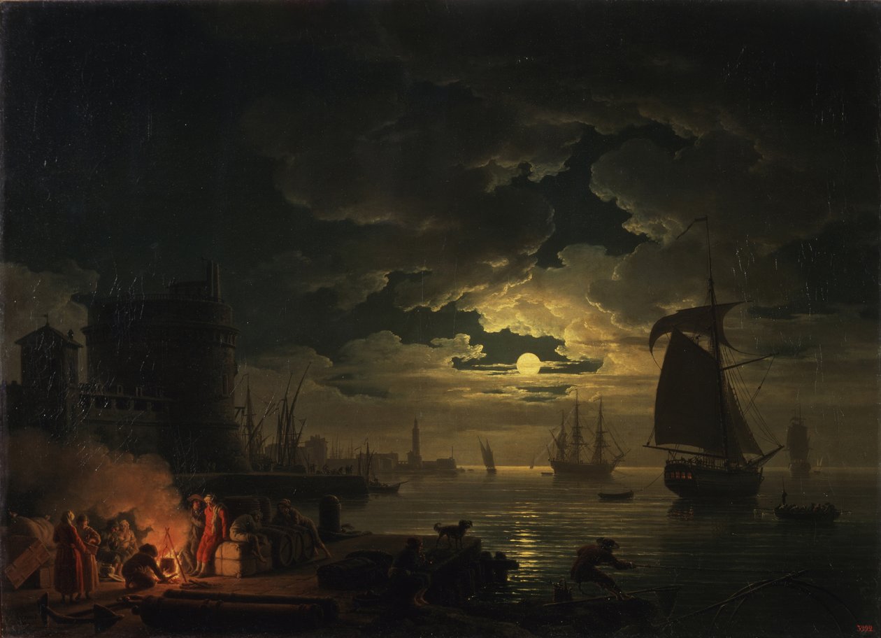 Der Hafen von Palermo im Mondlicht von Claude Joseph Vernet