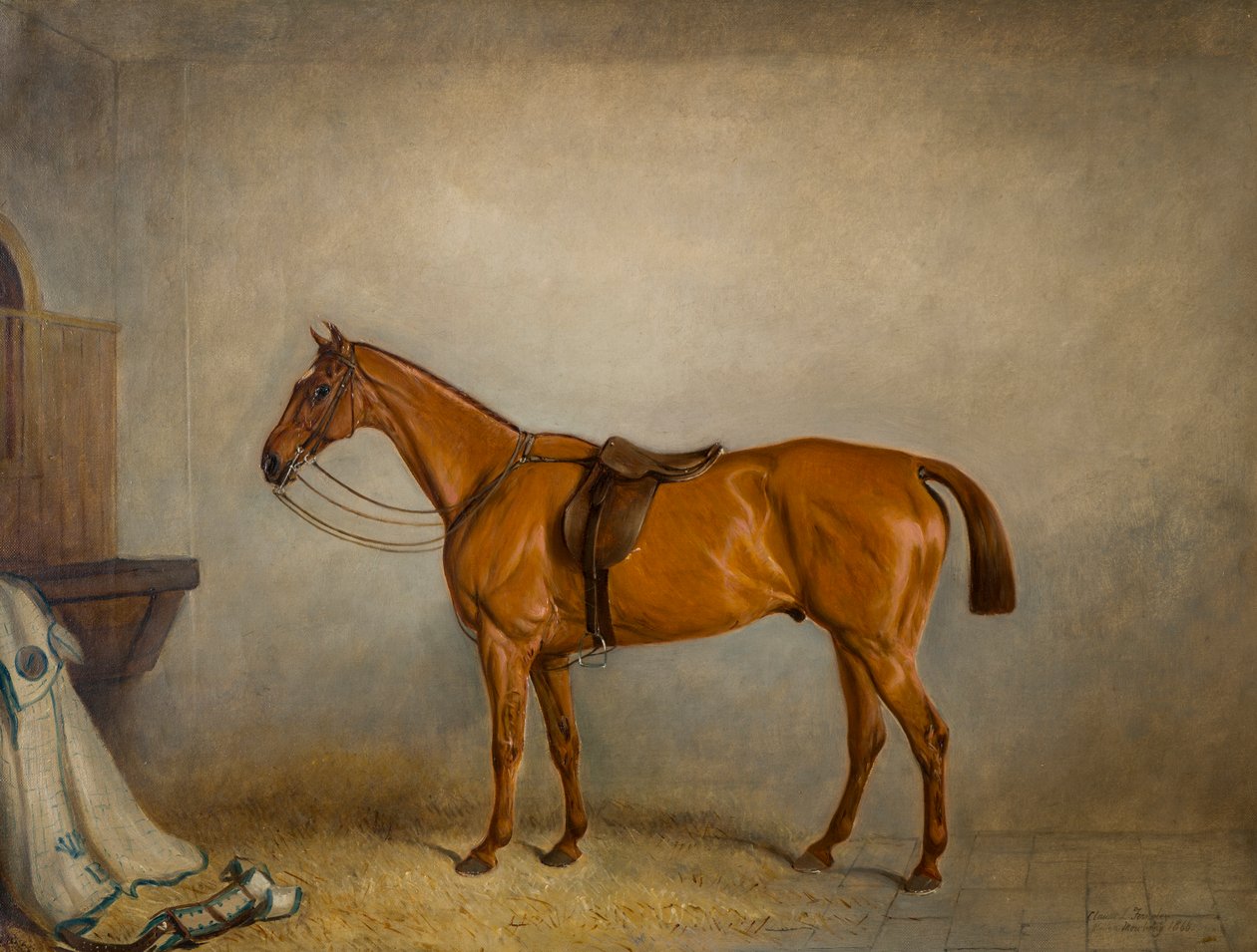 Das Pferd Planet in einem Stall von Claude L. Ferneley
