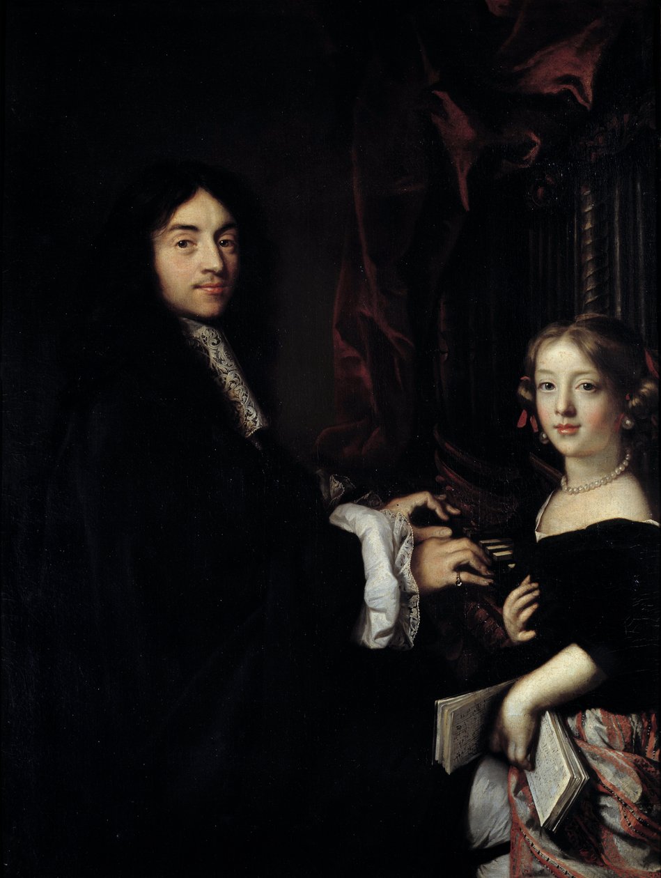 Porträt des Organisten Charles Couperin (1638-1679) mit der Tochter des Malers von Claude Lefebvre