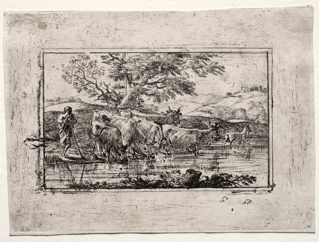 Die Herde am Wasserplatz, 1635 von Claude Lorrain