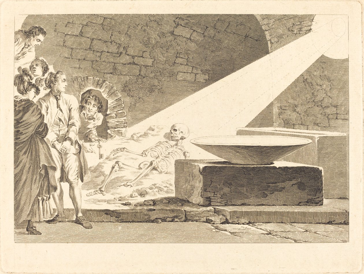 Fragonard und Bergeret mit ihren Frauen beim Besuch eines Grabes in Pompeji von Claude Mathieu Fessard after Jean Honoré Fragonard