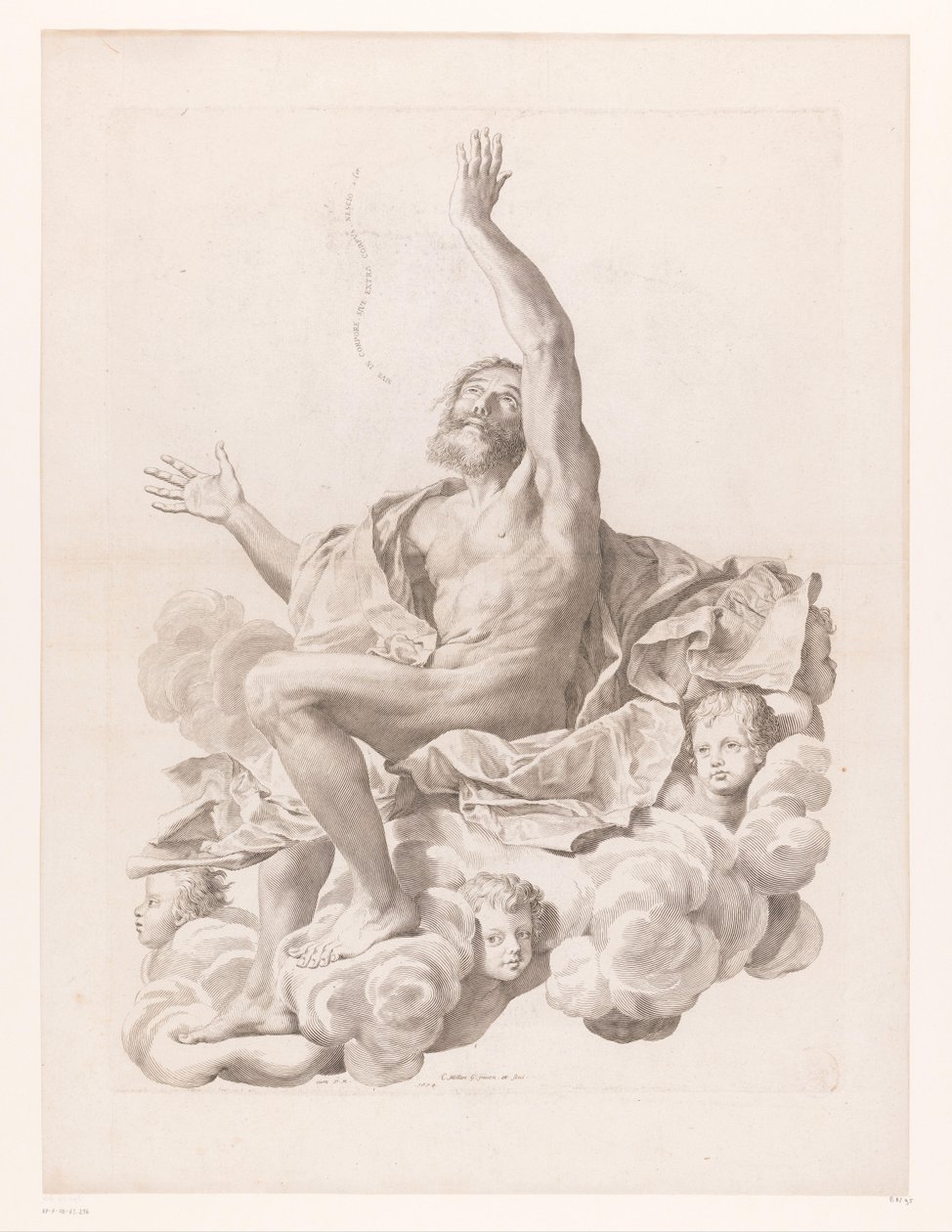 H. Paulus auf Wolke umgeben von Cherubinen von Claude Mellan