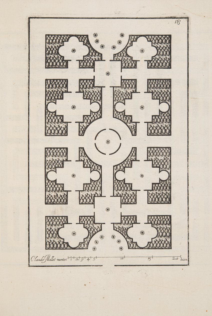 Entwurf für Parterre, aus Theatre des Plans et Jardinages, veröffentlicht 1652 (Gravur) von Claude Mollet
