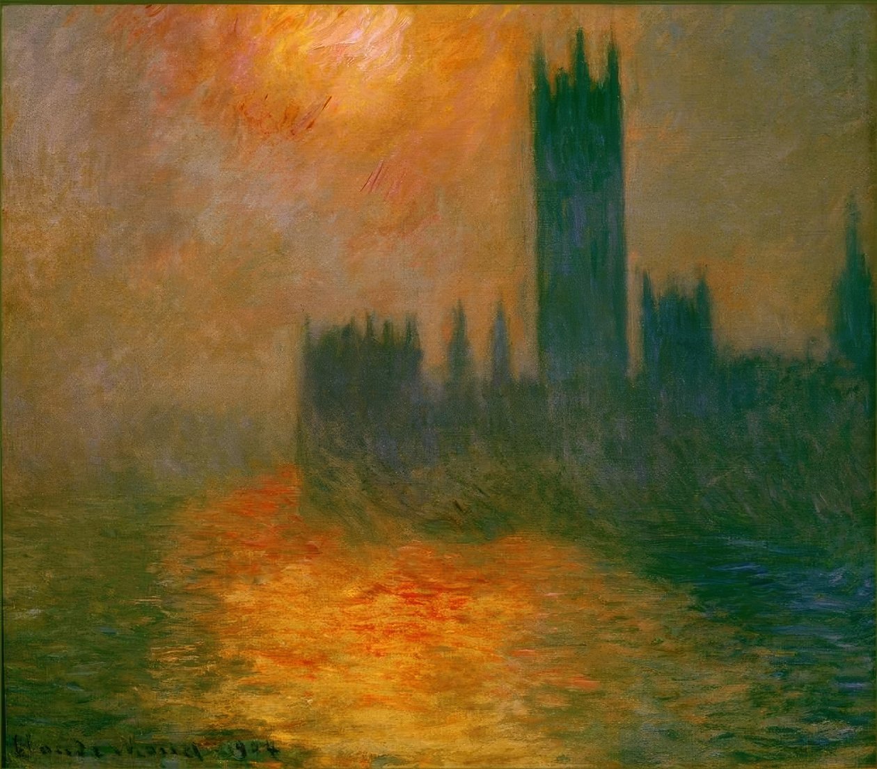 Das Parlament, Sonnenuntergang von Claude Monet