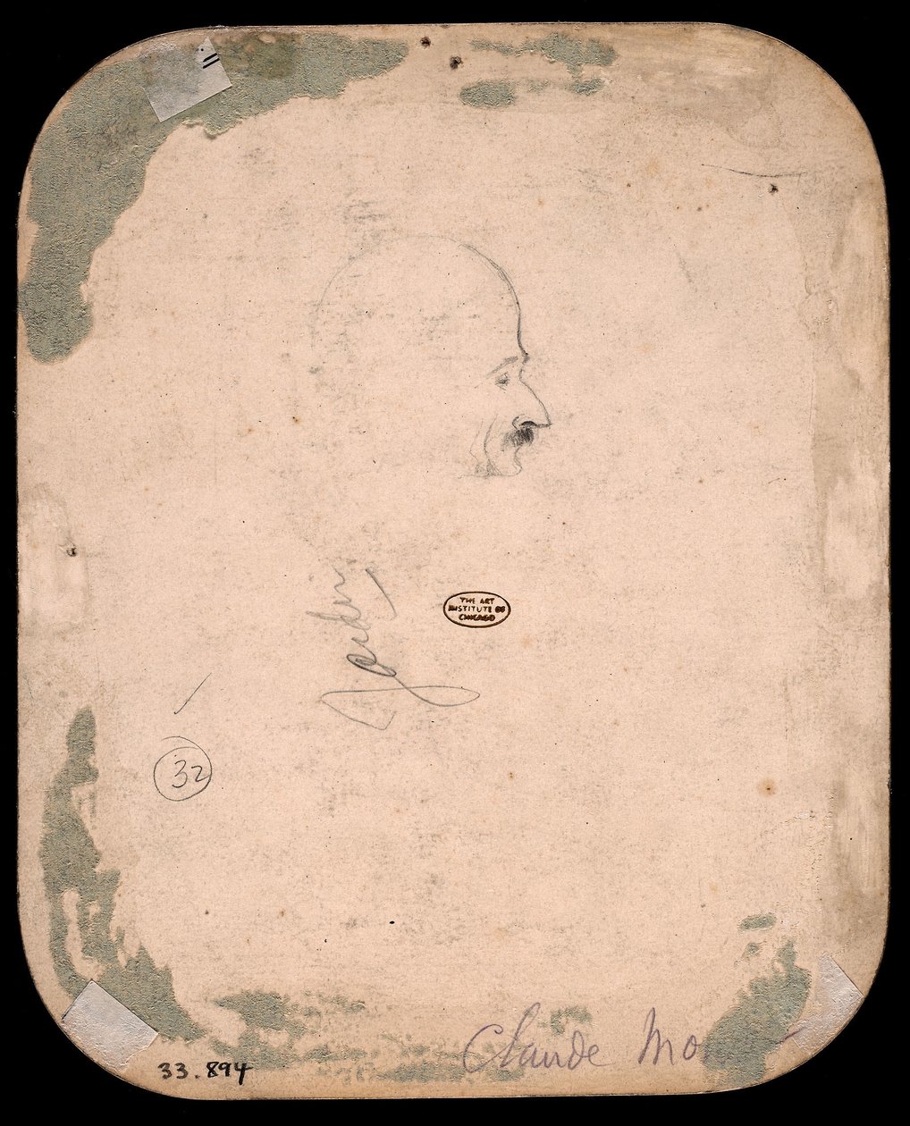 Monet - Skizze eines männlichen Kopfes im Profil (verso), 1855-56 von Claude Monet
