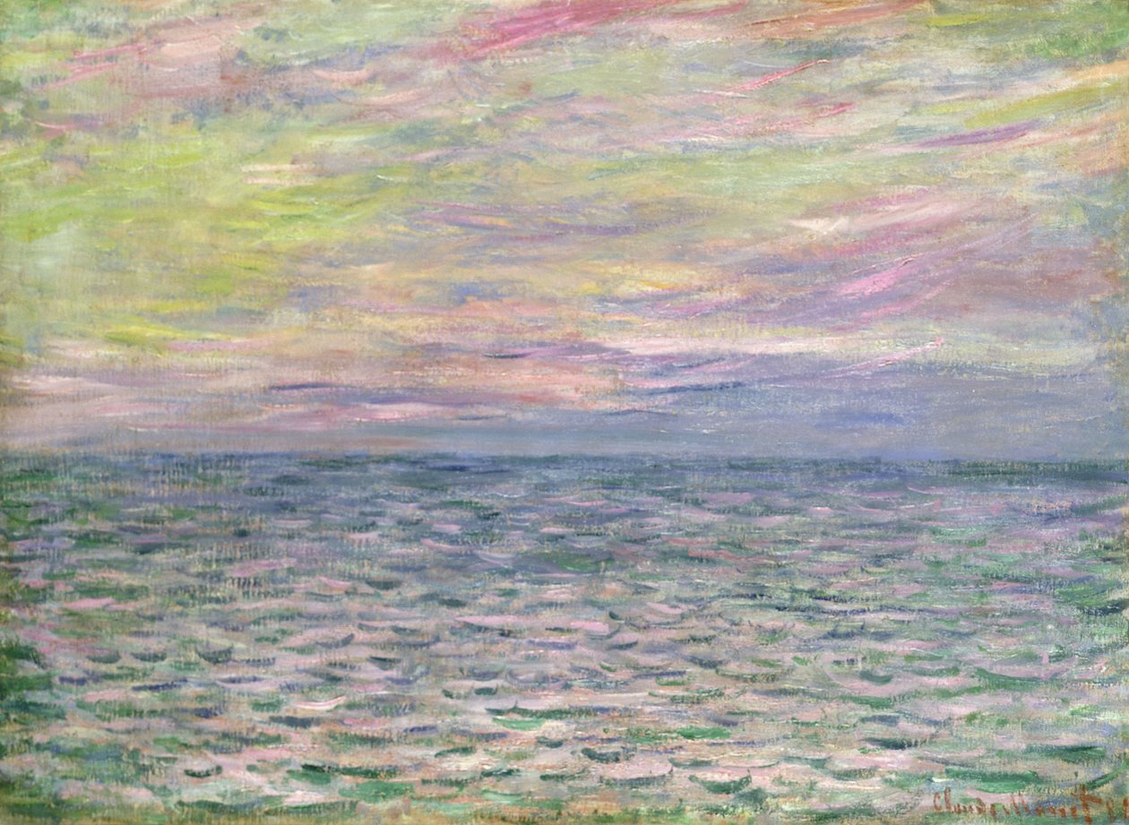 Auf hoher See, Sonnenuntergang in Pourville; Coucher de Soleil à Pourville, Pleine Mer, 1882 von Claude Monet
