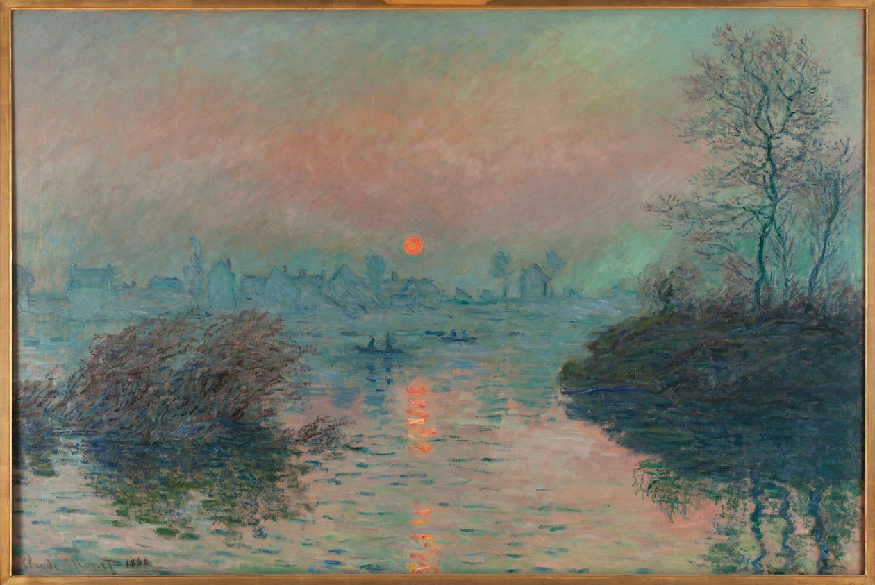 Sonnenuntergang über der Seine bei Lavacourt, Wintereffekt von Claude Monet