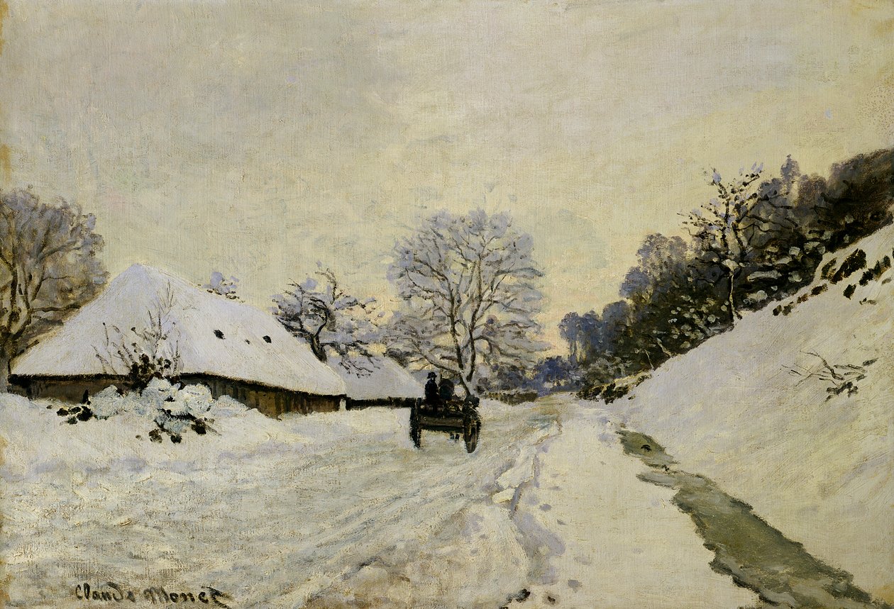 Der Karren oder Straße unter Schnee in Honfleur, 1865 von Claude Monet