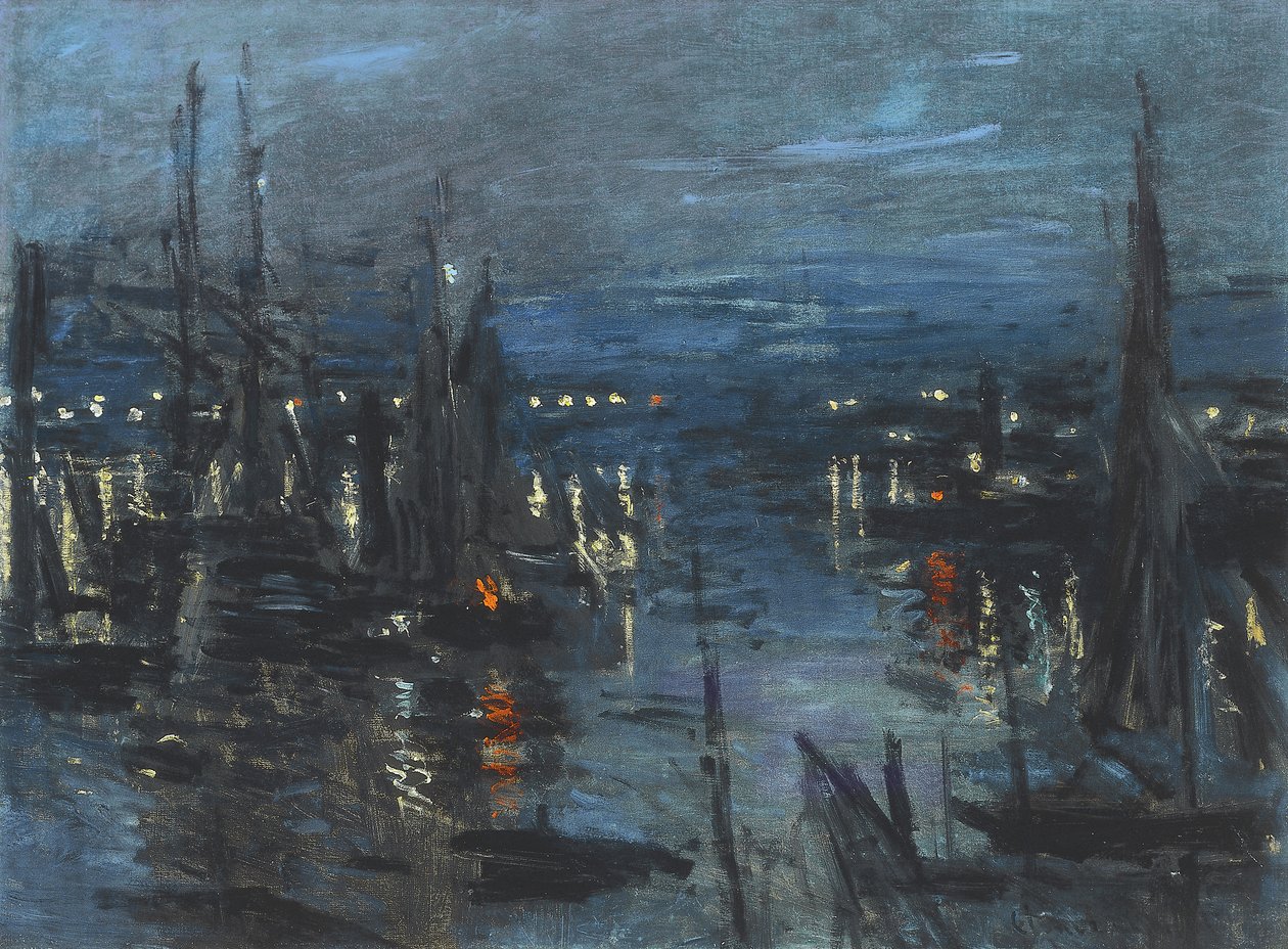 Der Hafen von Le Havre, Nachteffekt; Le Port de Havre, effet du Nuit, 1873 von Claude Monet