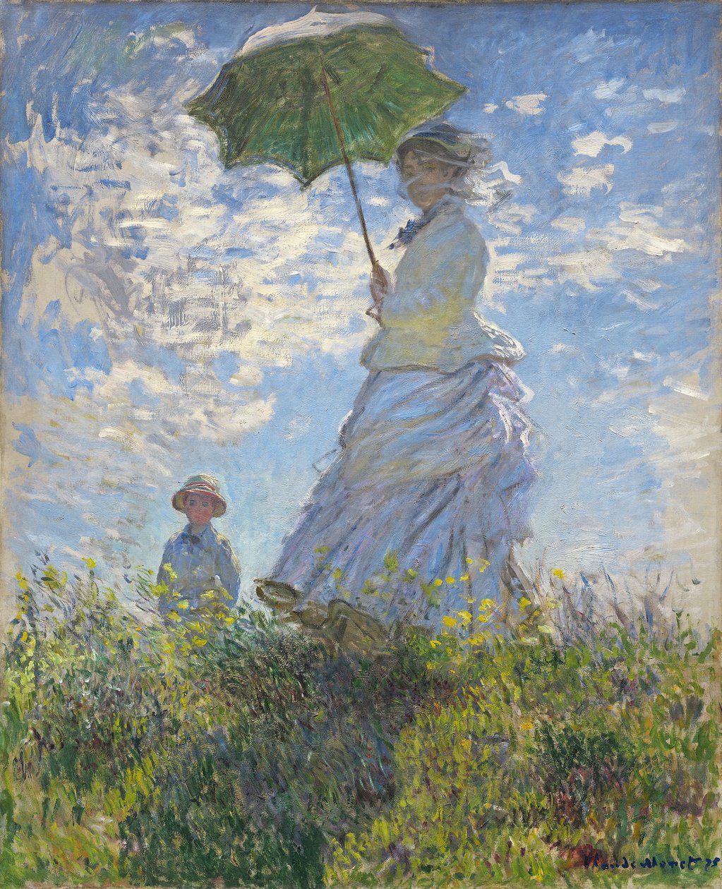 Frau mit einem Sonnenschirm - Madame Monet und ihr Sohn von Claude Monet