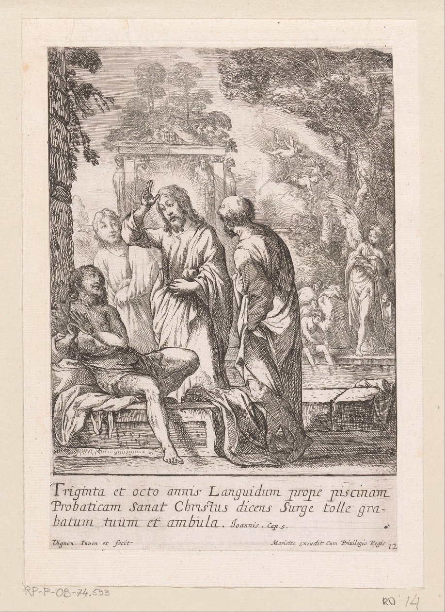 Heilung des Mannes am Teich Bethesda von Claude Vignon