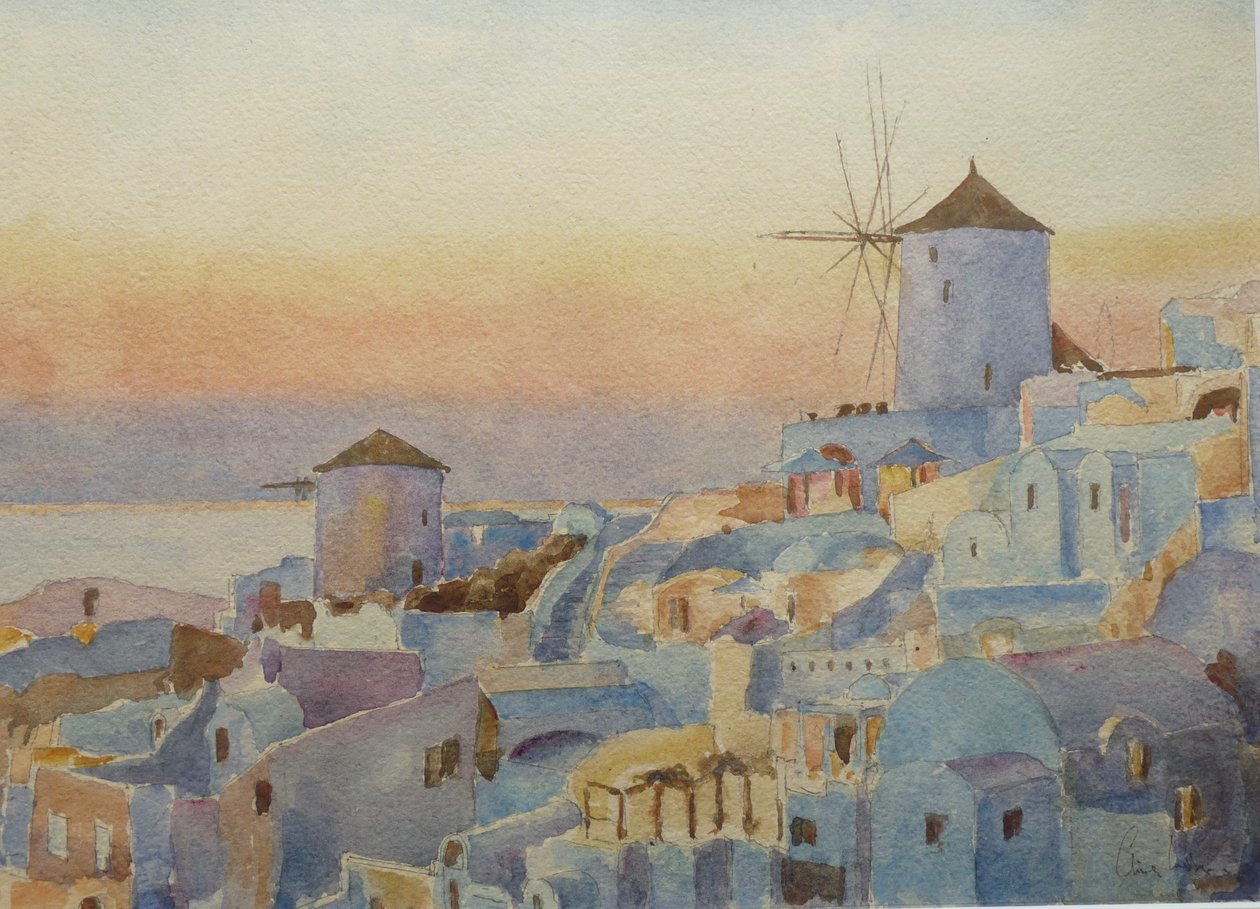 Santorini Oia – Sonnenuntergang, Beleuchtungszeit, 2019 von Clive Wilson