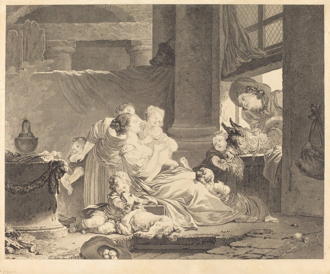 Die Familie des Bauern von Clément Pierre Marillier and Antoine Louis Romanet after Jean Honoré Fragonard