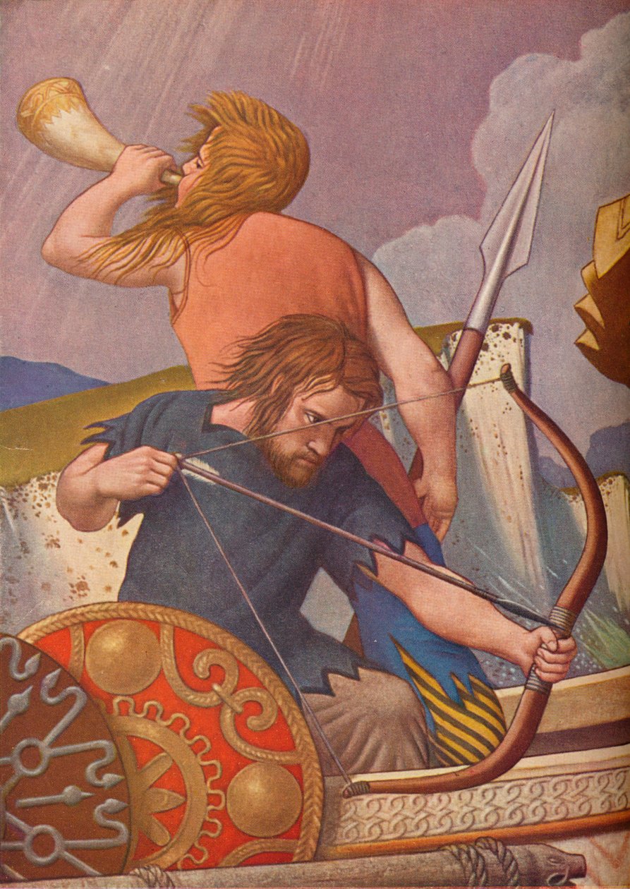 König Alfreds Langschiffe besiegen die Dänen 877, 1925-1927 von Colin Unwin Gill