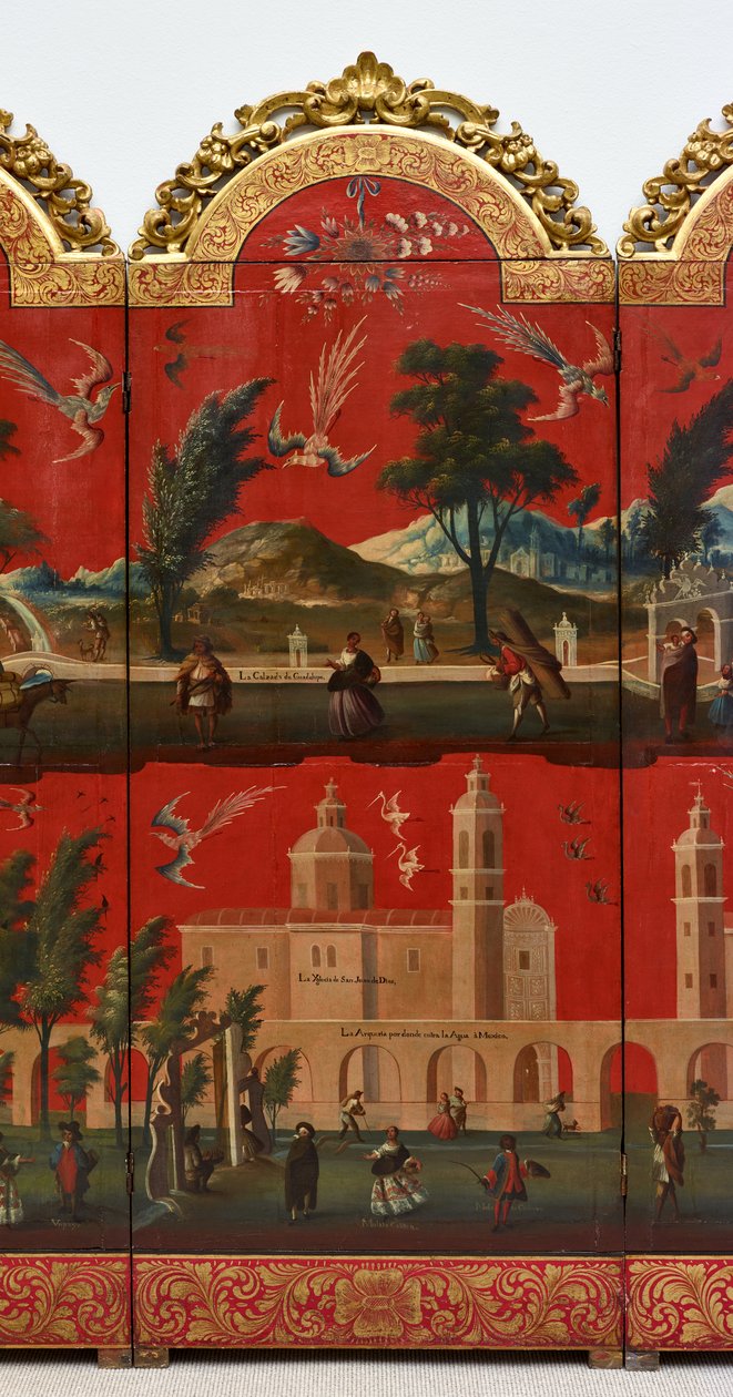 Biombo mit Ansichten von Mexiko-Stadt von Colonial Spanish