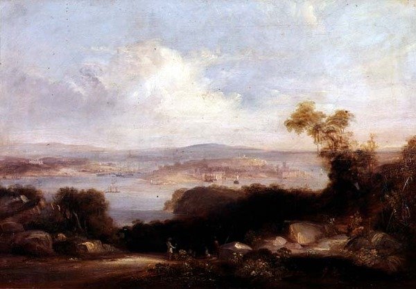 Weitläufiger Blick auf den Hafen von Sydney von Conrad Martens