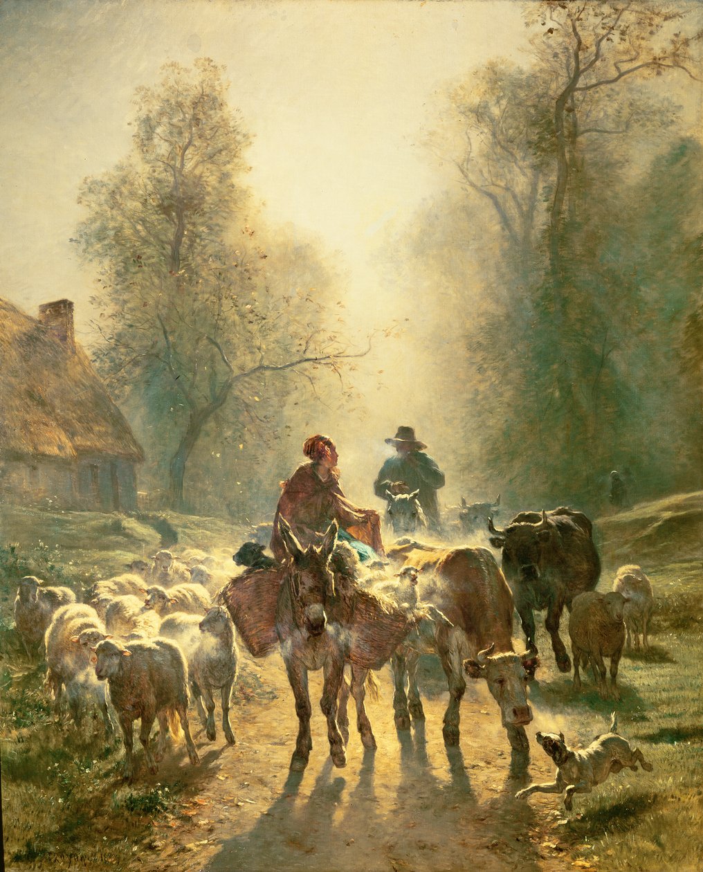 Aufbruch zum Markt von Constant-Emile Troyon
