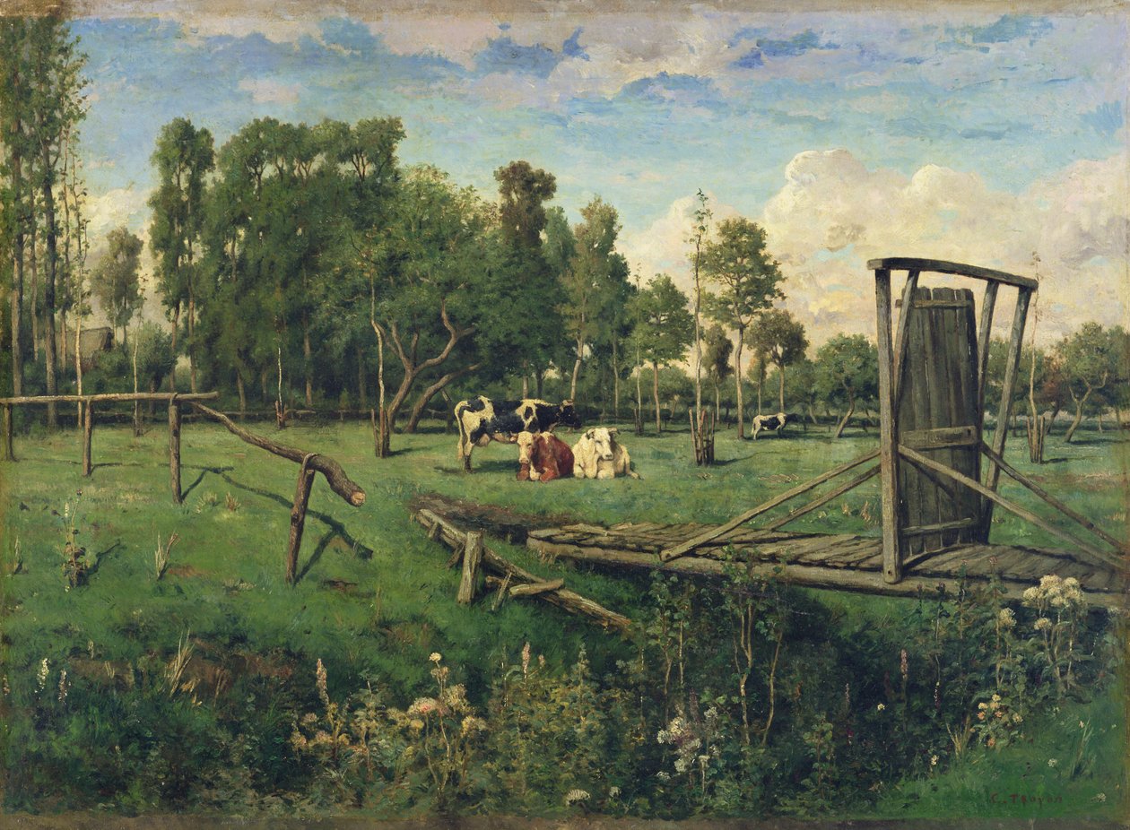 Eine Weide in der Normandie von Constant-Emile Troyon