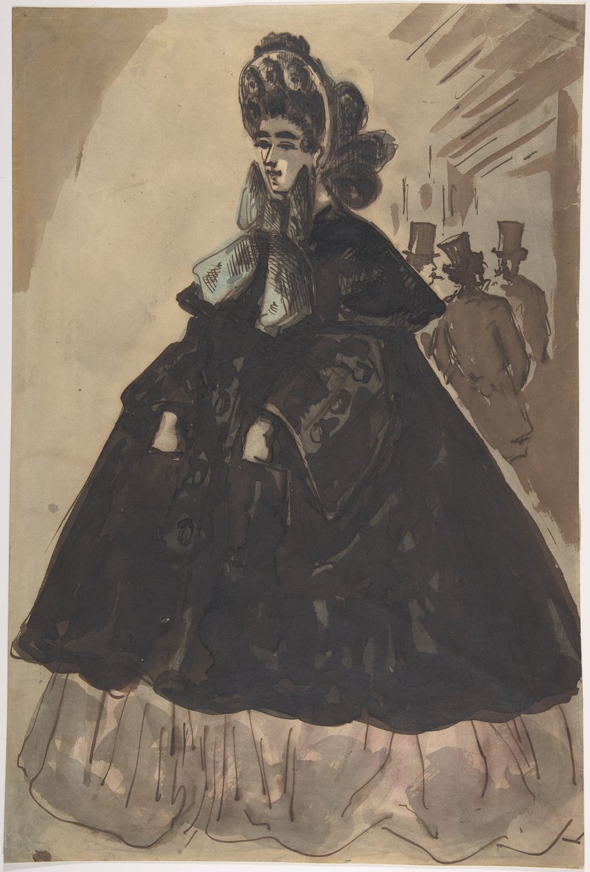Eine Dame mit Haube und Mantel von Constantin Guys