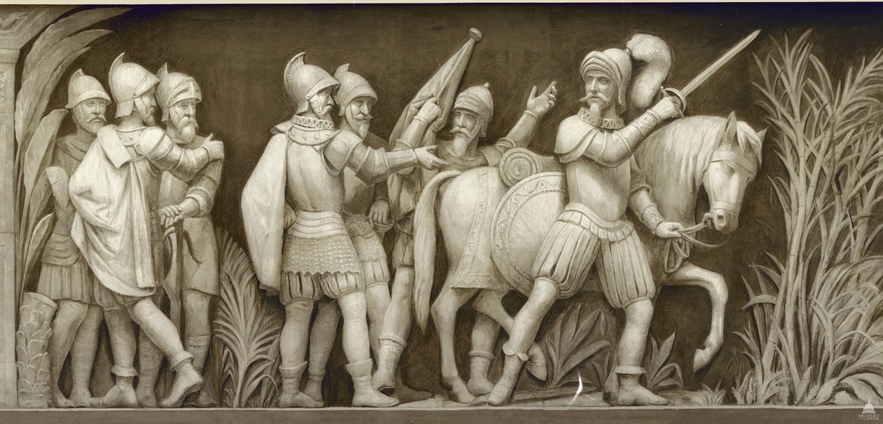 Pizarro geht nach Peru, das Fries in der Rotunde des Kapitols der Vereinigten Staaten, 1860-1873 von Constantino Brumidi
