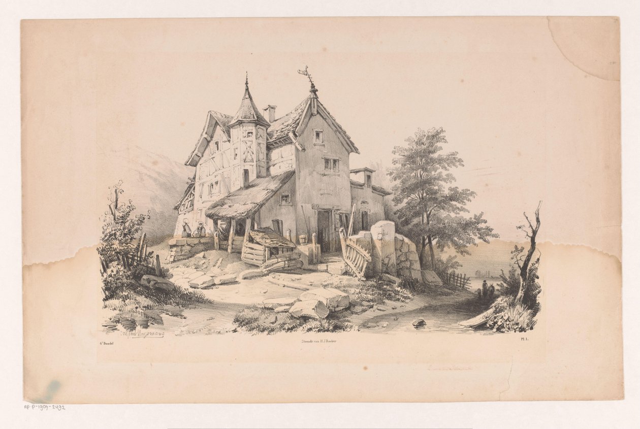 Betende Figuren in einer Landschaft von Constantinus Cornelis Huysmans