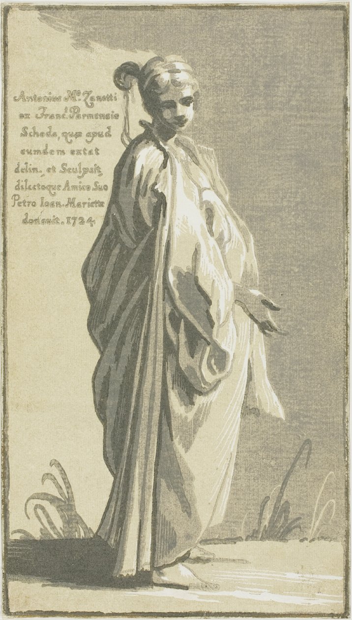 Junge Frau steht, nach rechts gewandt von Conte Antonio Maria Zanetti the Elder